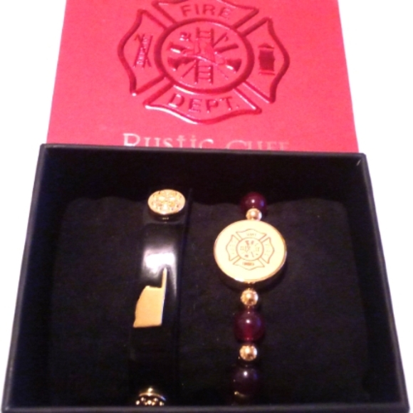 Rustic Cuff Oklahoma Fire Department Bracelet Set NIB - Picture 1 of 3